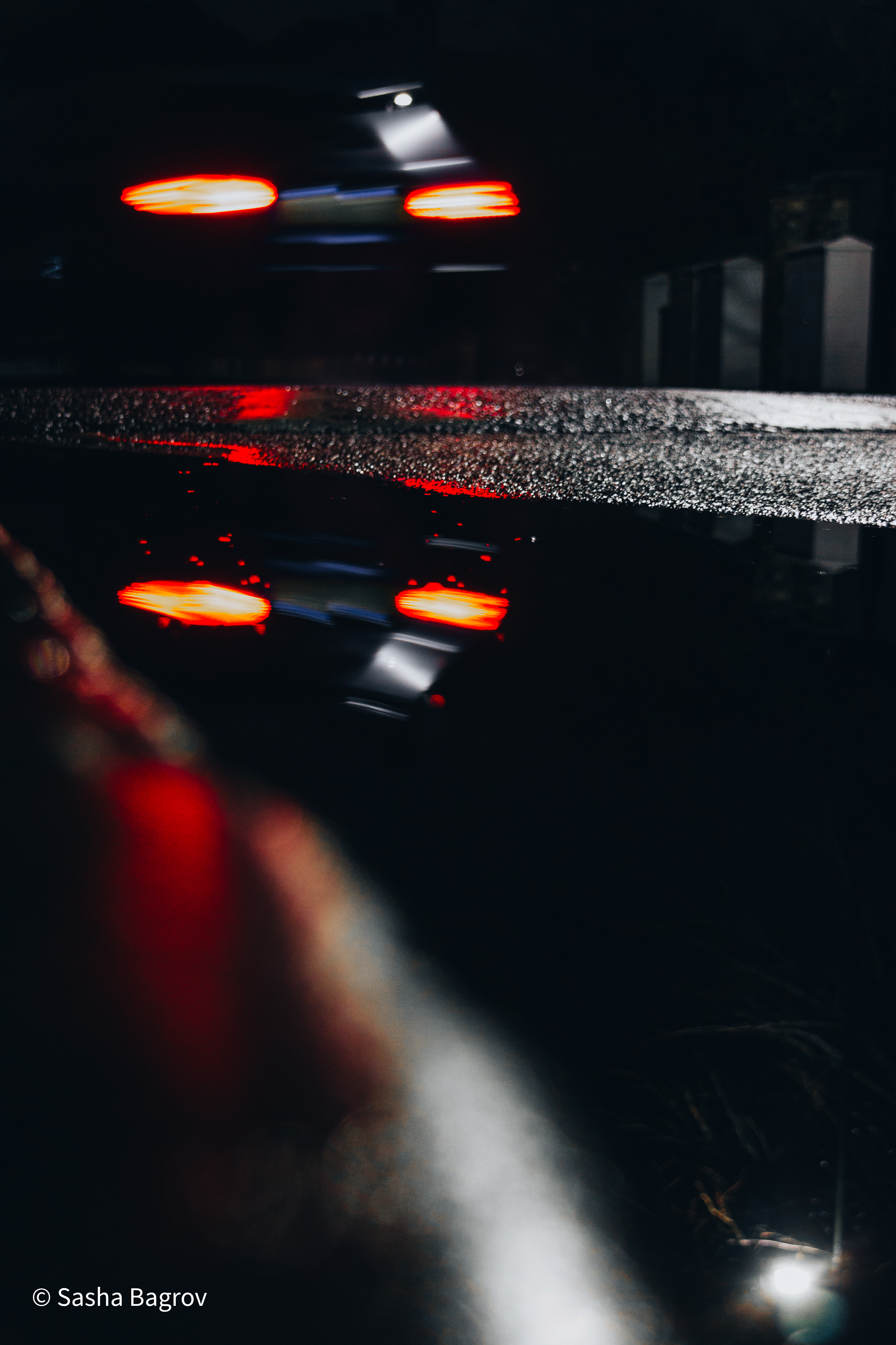 A photo of a car at night